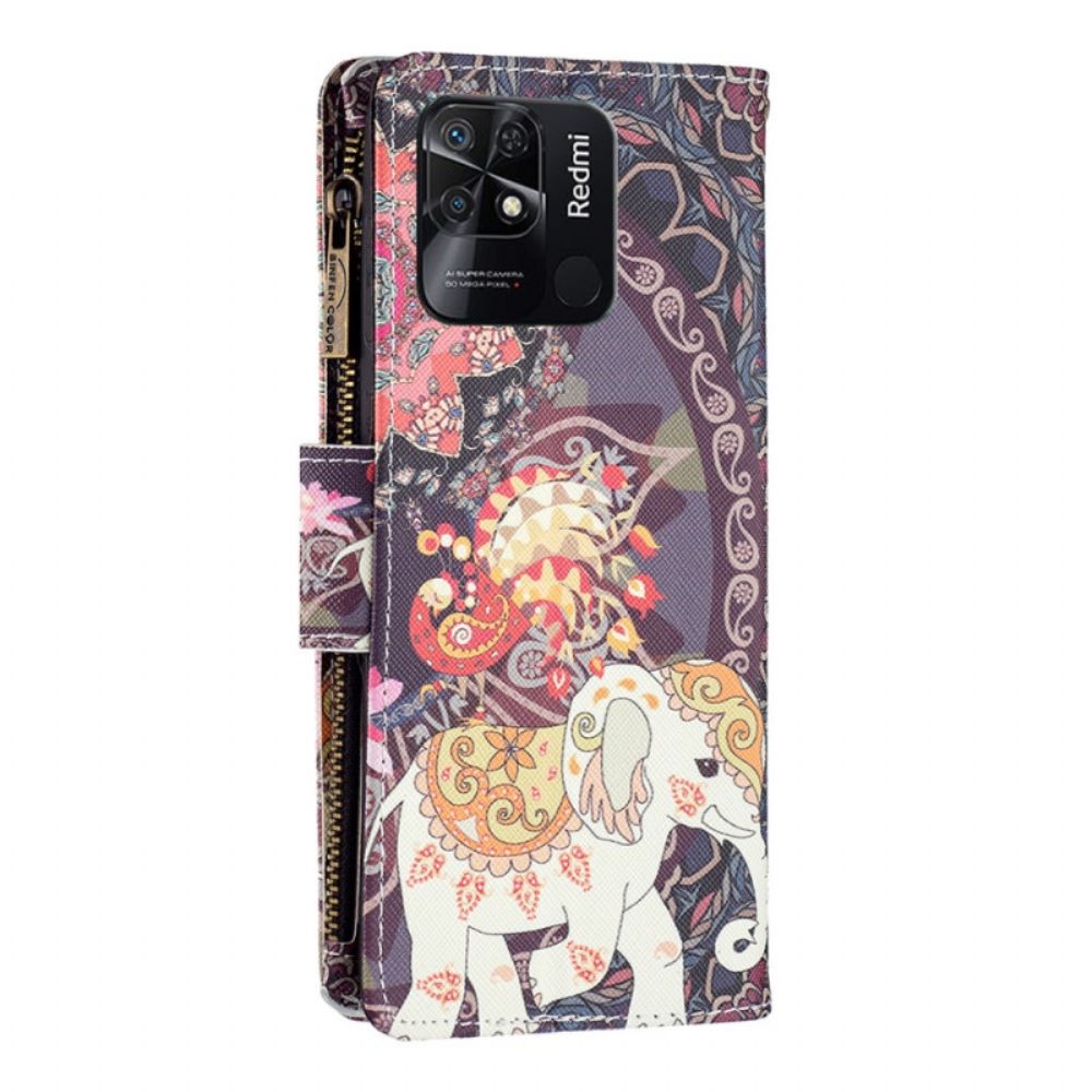 Folio-hoesje voor Xiaomi Redmi 10C Olifantenzak Met Rits