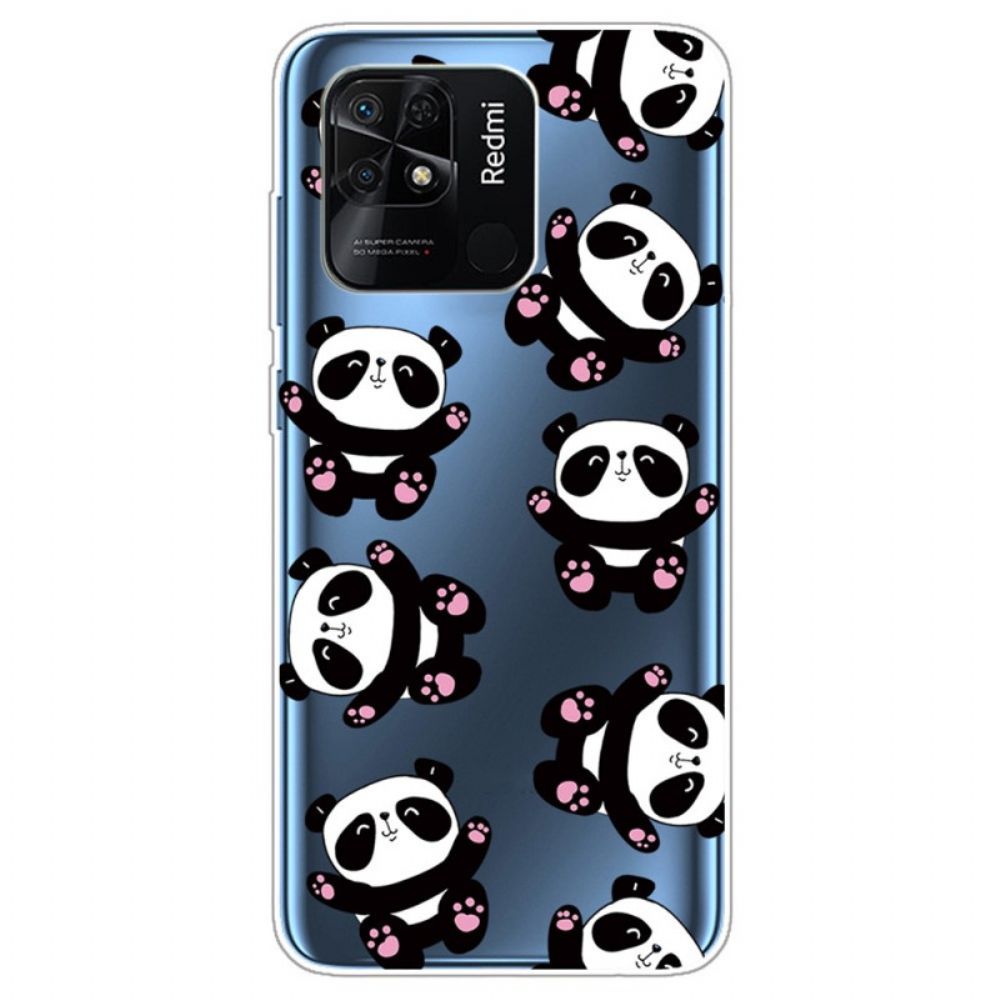 Hoesje voor Xiaomi Redmi 10C Transparante Meerdere Panda's