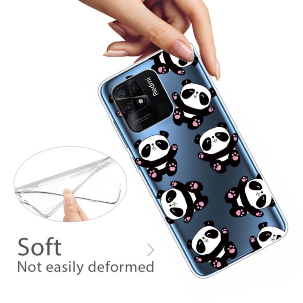 Hoesje voor Xiaomi Redmi 10C Transparante Meerdere Panda's