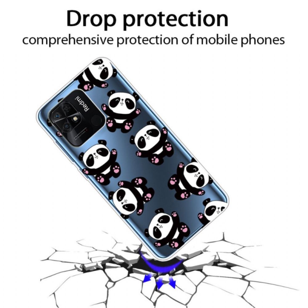 Hoesje voor Xiaomi Redmi 10C Transparante Meerdere Panda's
