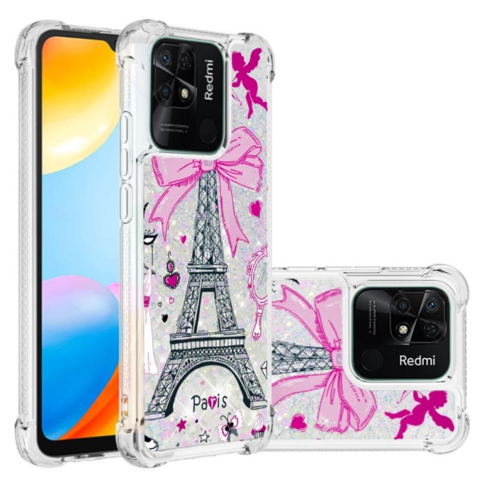 Telefoonhoesje voor Xiaomi Redmi 10C Eiffeltoren Pailletten