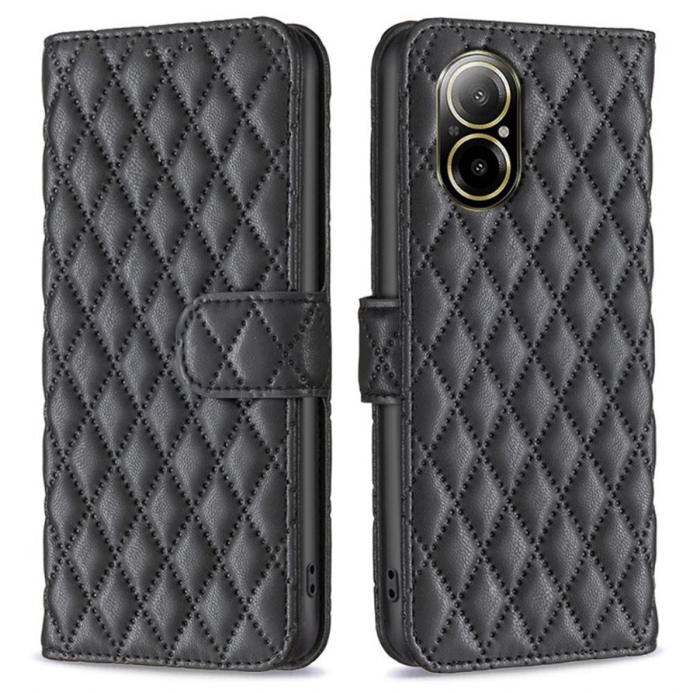 Flip Case Leren Realme C67 Gewatteerd