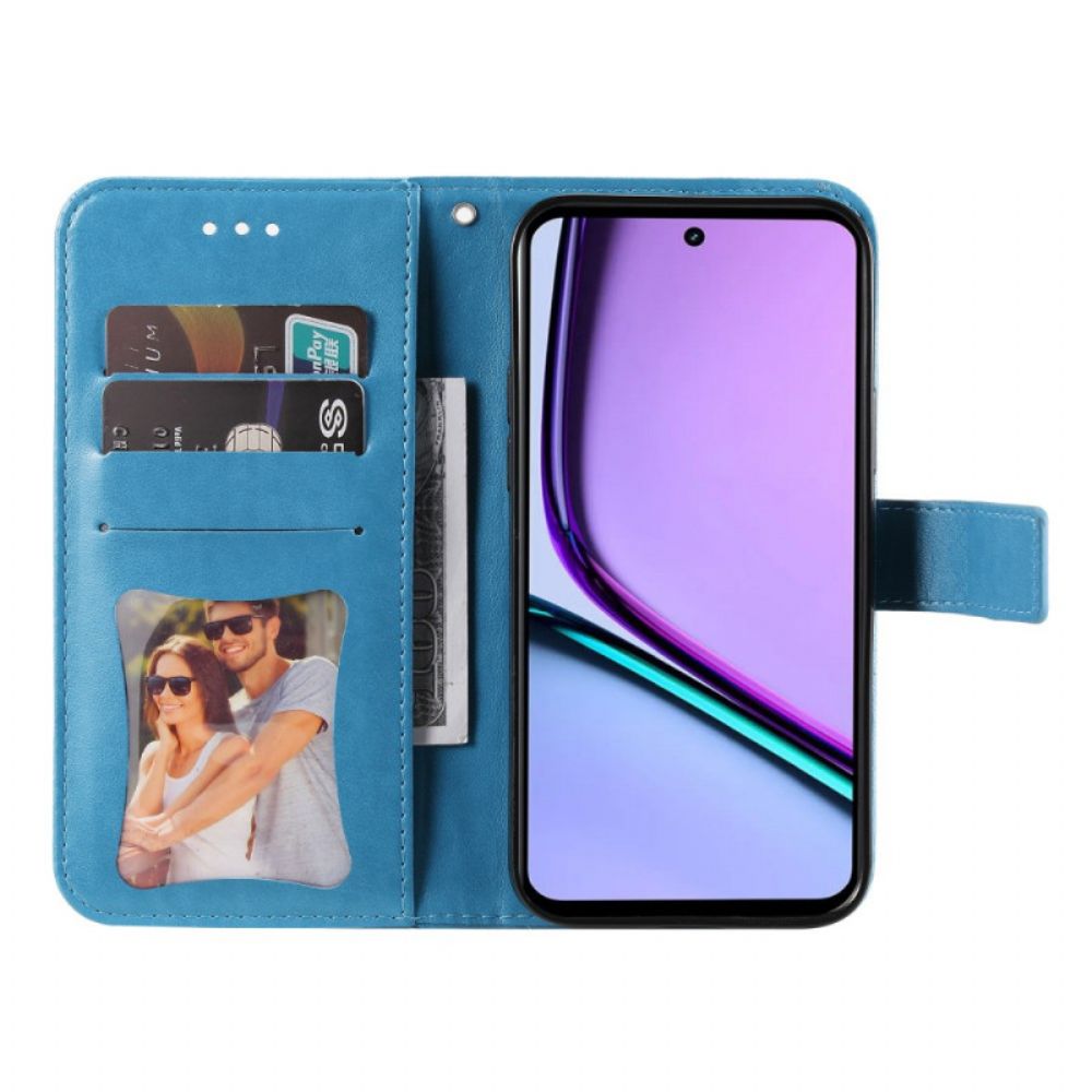 Leren Hoesje Voor Realme C67 Bloemenpatroon Met Bandje