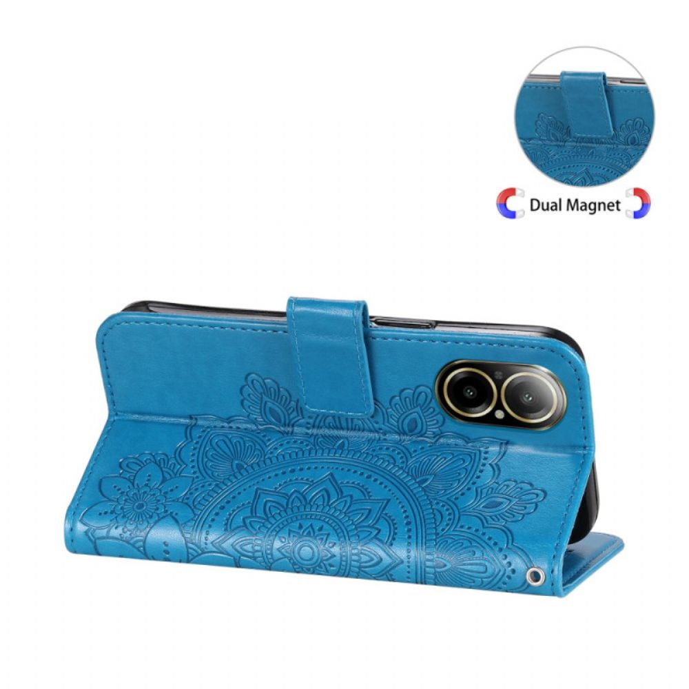 Leren Hoesje Voor Realme C67 Bloemenpatroon Met Bandje