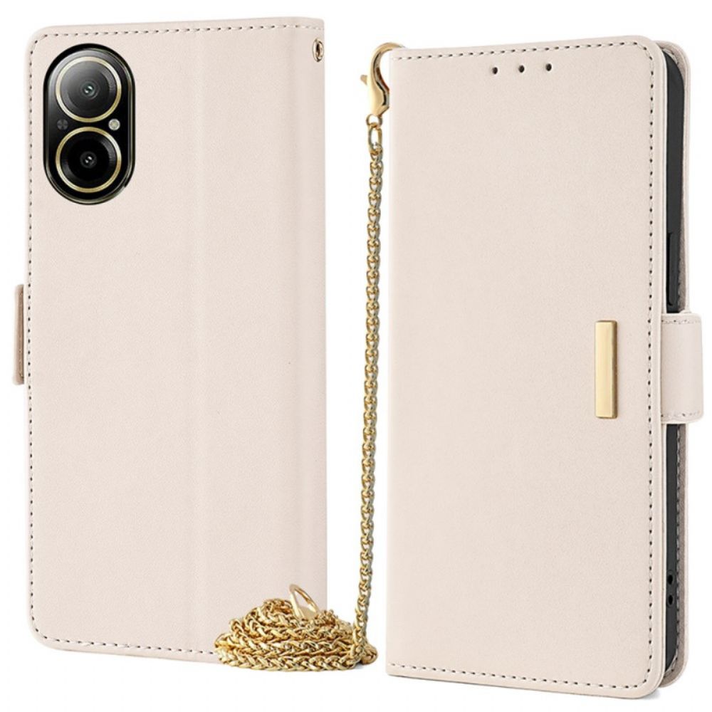 Leren Hoesje Voor Realme C67 Gouden Ketting