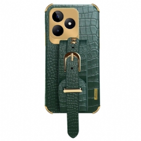 Case Hoesje Realme C53 Telefoonhoesje Armbandsteun Met Krokodillenprint