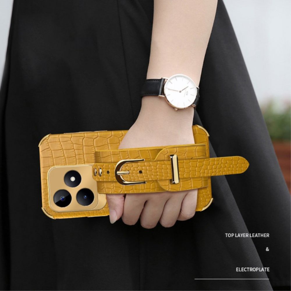 Case Hoesje Realme C53 Telefoonhoesje Armbandsteun Met Krokodillenprint