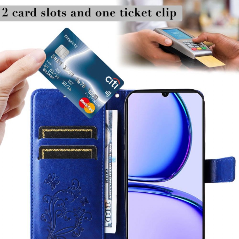 Flip Case Leren Realme C53 Reusachtige Vlinders Met Bandje