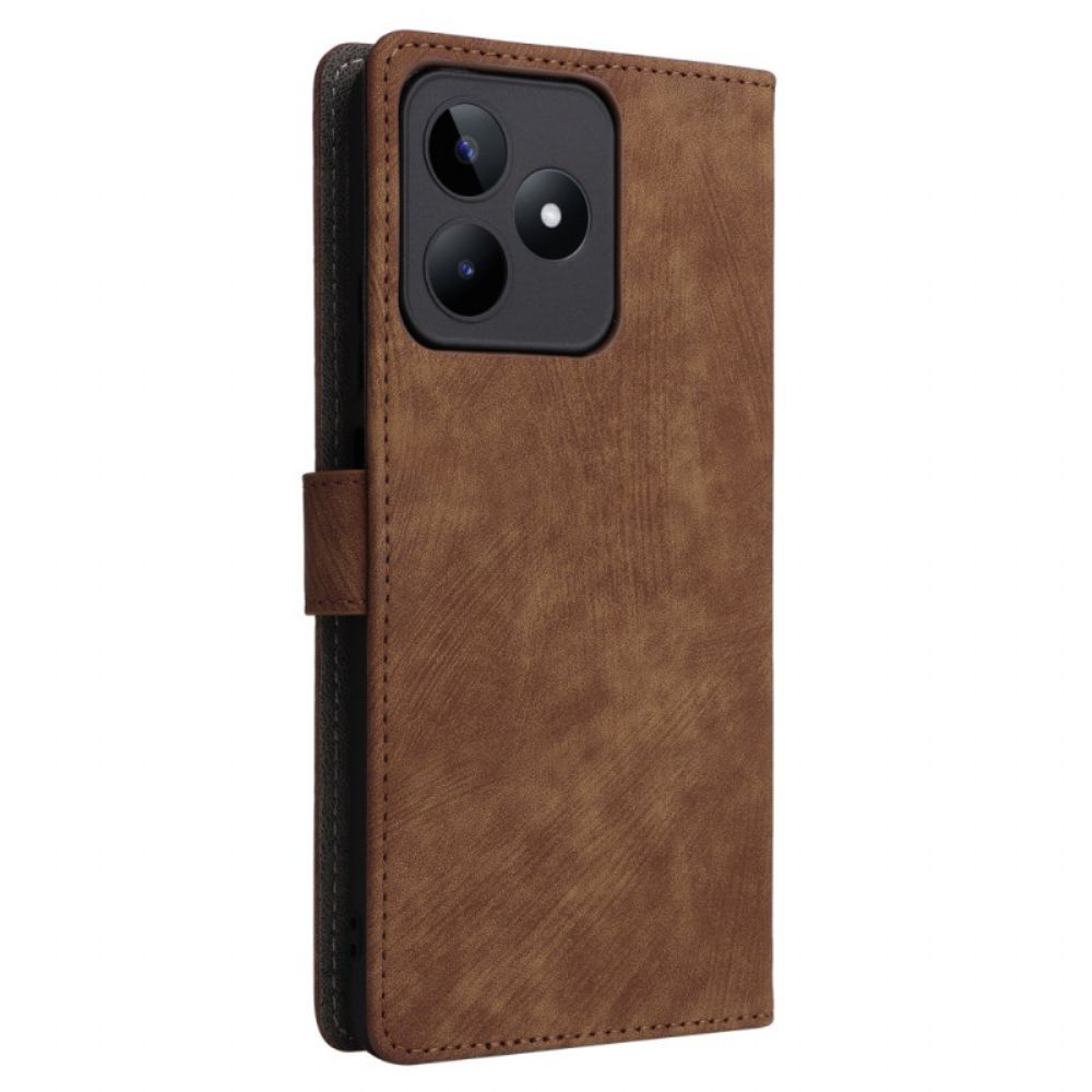 Flip Case Leren Realme C53 Rfid-bescherming Met Koord