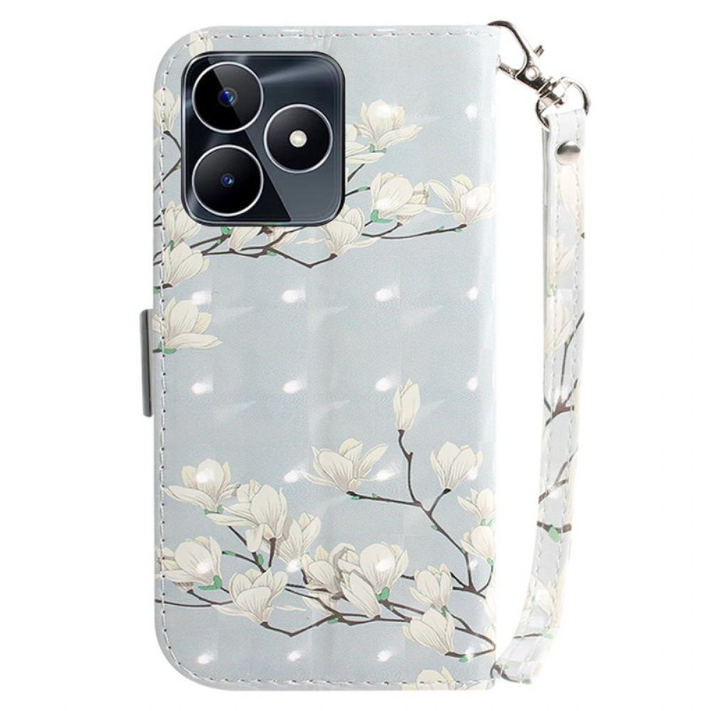 Folio-hoesje Realme C53 Houder Met Magnolia En Koord