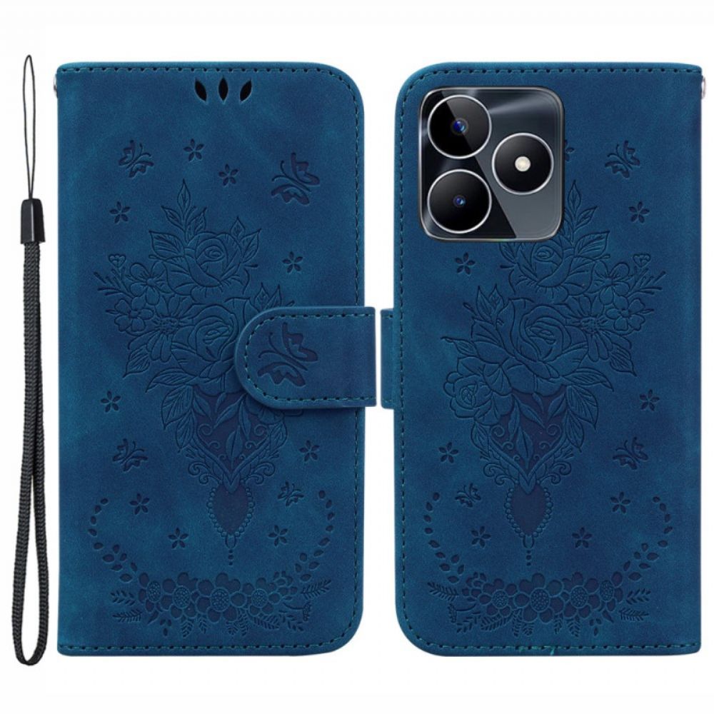 Folio-hoesje Realme C53 Rozen- En Vlinderpatroon