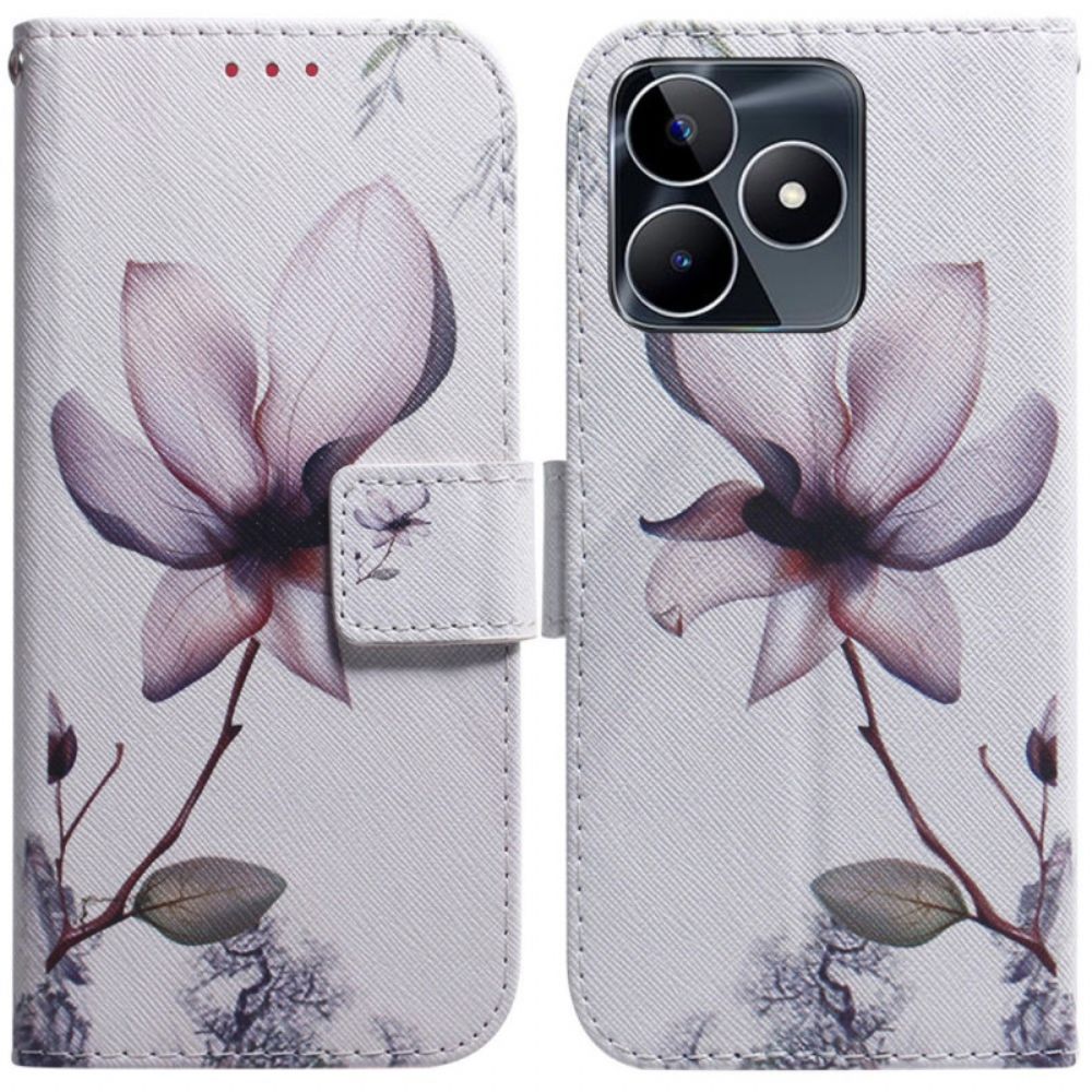 Folio-hoesje Realme C53 Telefoonhoesje Roze Bloem