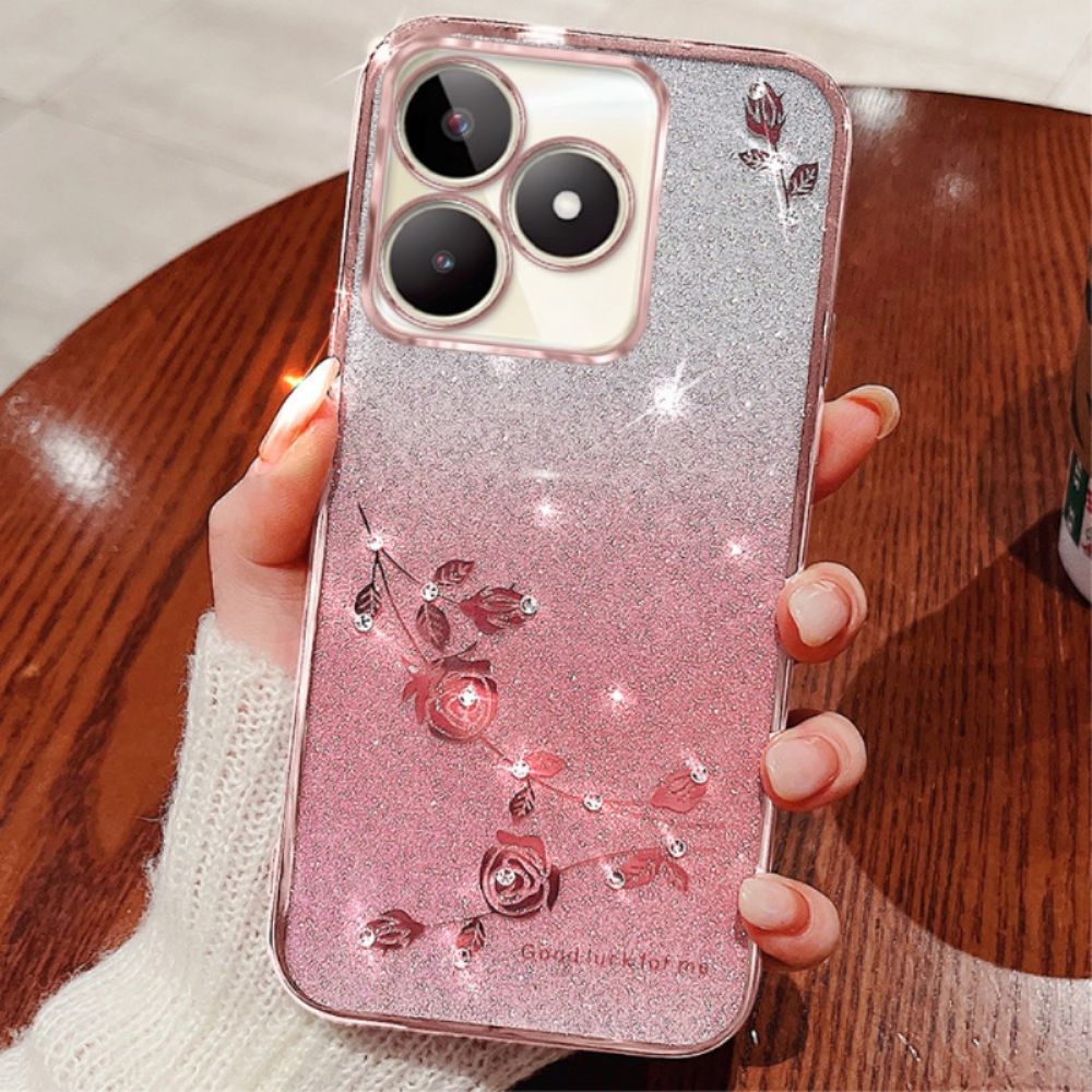Hoesje Realme C53 Kadem Houder Met Glitter En Strasssteentjes Bescherming Hoesje
