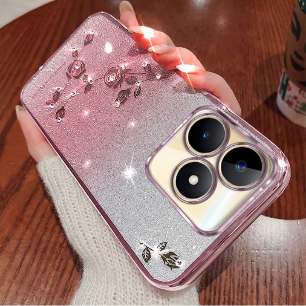 Hoesje Realme C53 Kadem Houder Met Glitter En Strasssteentjes Bescherming Hoesje