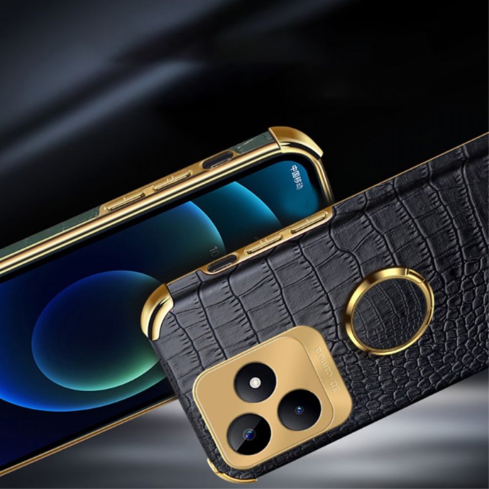 Hoesje Realme C53 Ringhouder Met Krokodillenleerstructuur