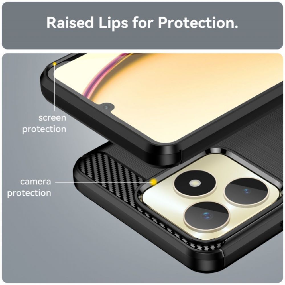 Hoesje Voor Realme C53 Geborsteld Koolstofvezel