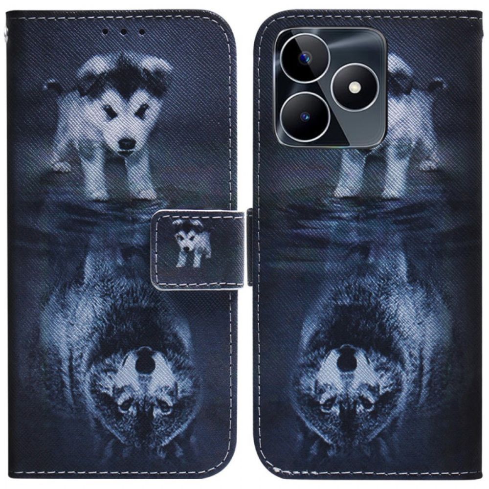 Leren Hoesje Realme C53 Puppy Droom