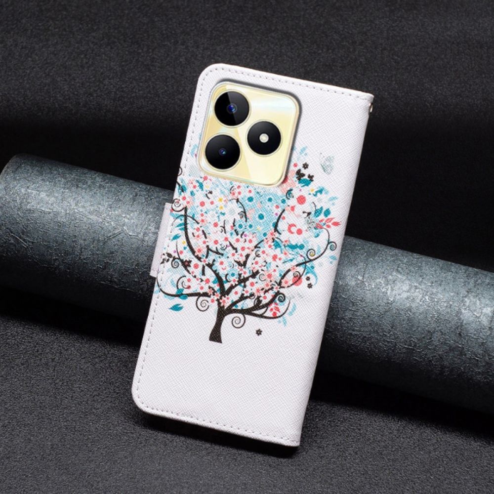 Leren Hoesje Voor Realme C53 Bloeiende Boom