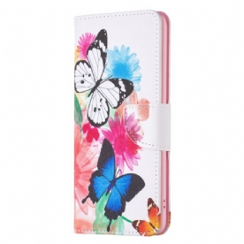 Leren Hoesje Voor Realme C53 Twee Aquarelvlinders