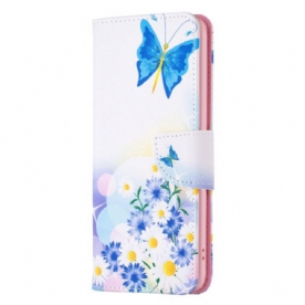 Leren Hoesje Voor Realme C53 Vlinder En Bloemen Aquarel