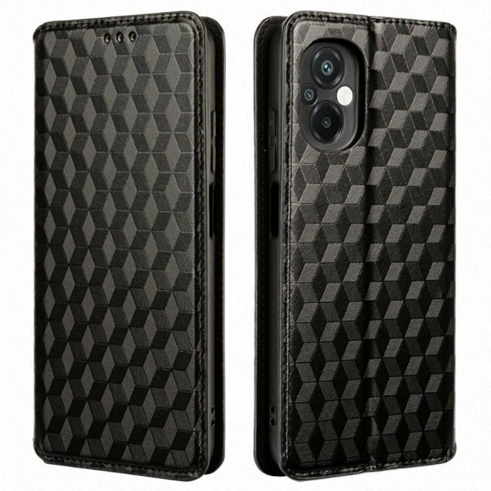 Bescherming Hoesje voor Poco M5 Folio-hoesje 3d Kubus Leereffect