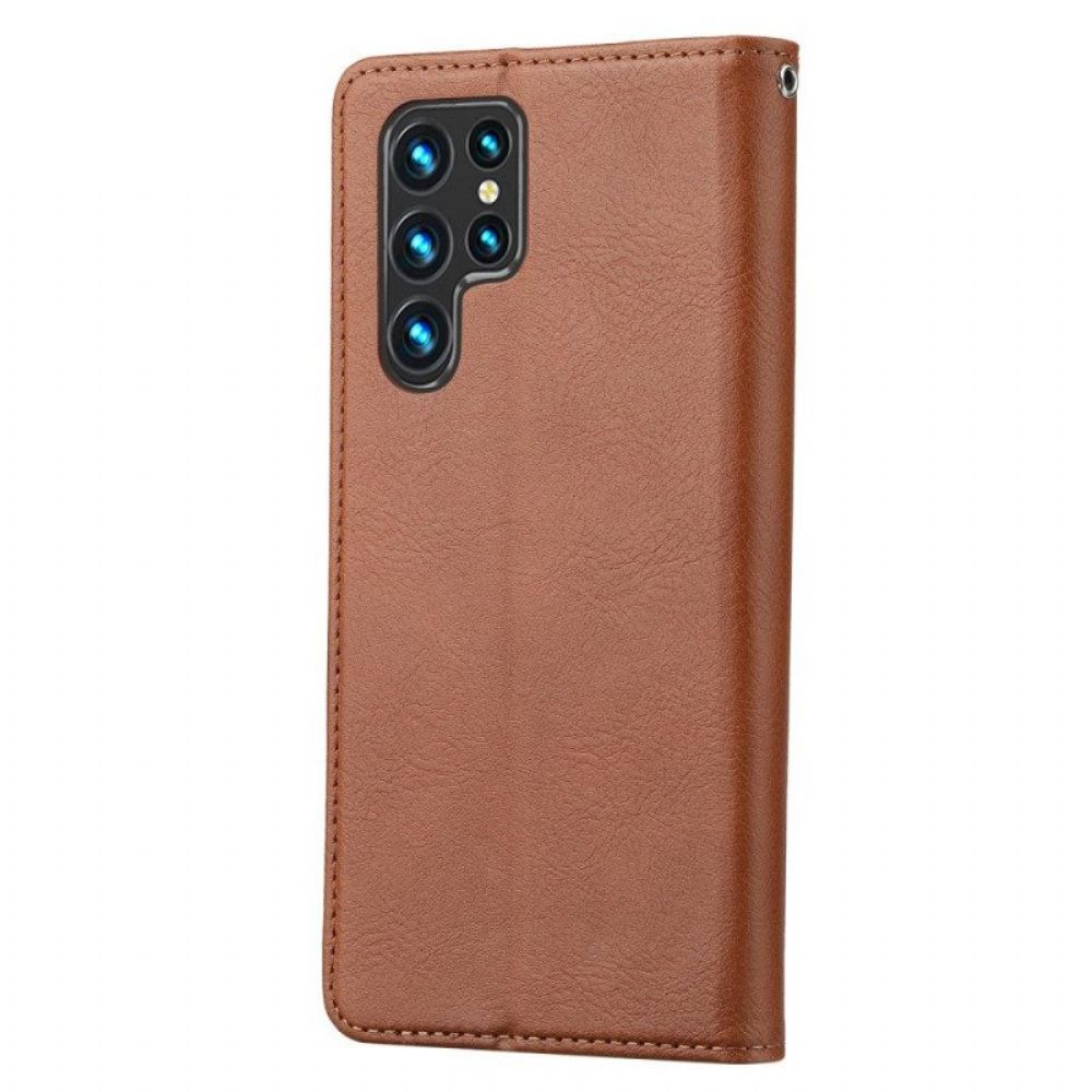 Bescherming Hoesje voor Samsung Galaxy S23 Ultra 5G Folio-hoesje Kaarthouder Van Imitatieleer