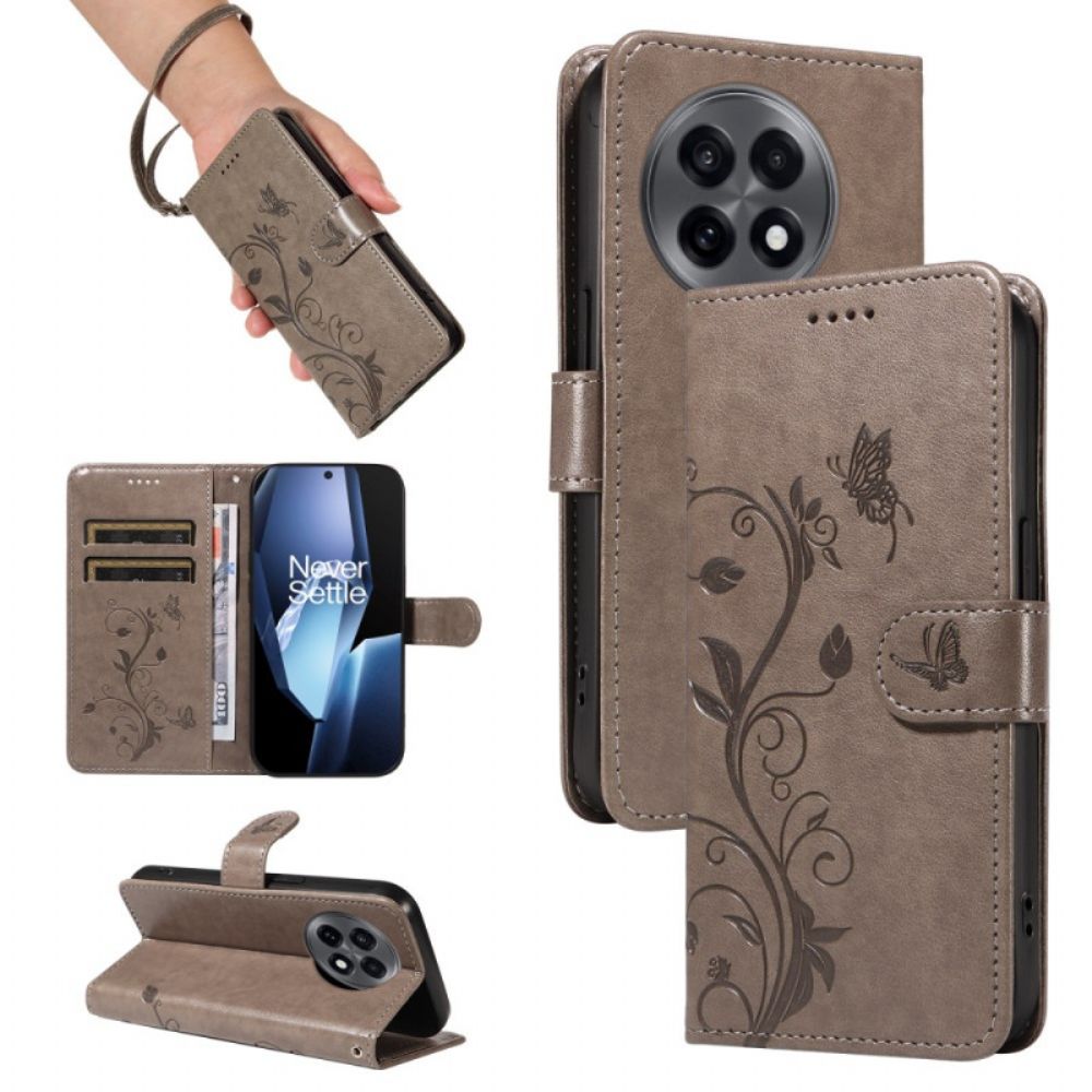 Bescherming Hoesje Oneplus 13r Bandje Met Bloemenpatroon