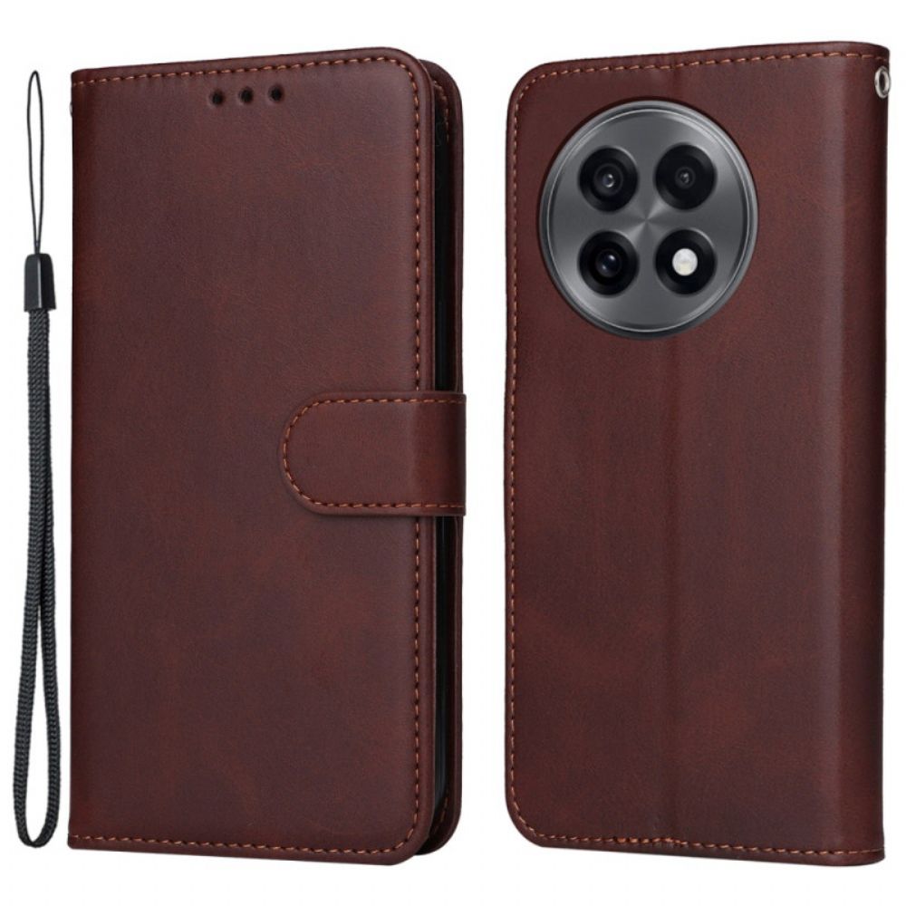 Bescherming Hoesje Oneplus 13r Effen Bandje Met Leerlook