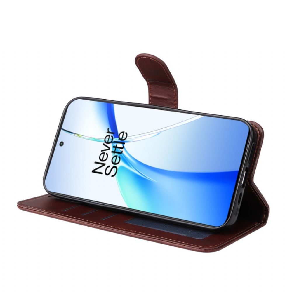 Bescherming Hoesje Oneplus 13r Effen Bandje Met Leerlook