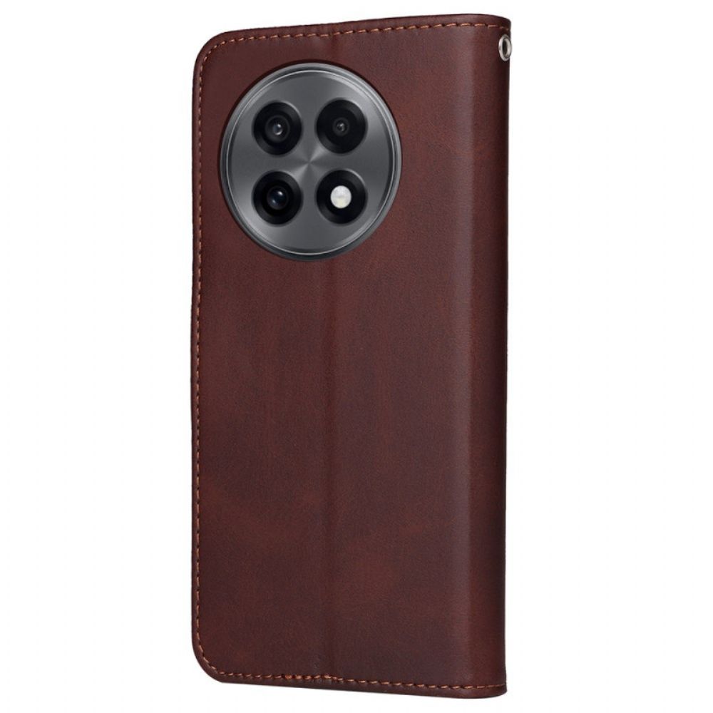 Bescherming Hoesje Oneplus 13r Effen Bandje Met Leerlook