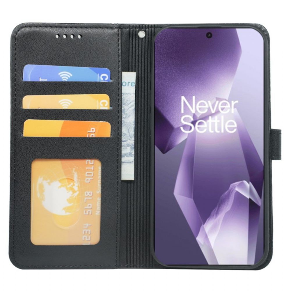 Bescherming Hoesje Oneplus 13r Portemonnee Met Bandje Met Dubbele Kaarthouder