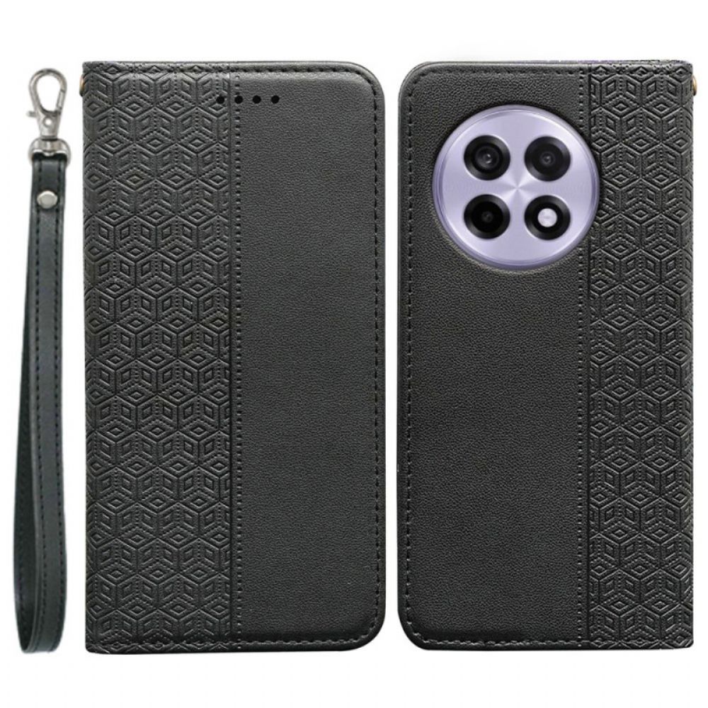 Folio-hoesje Oneplus 13r Portemonnee Met Bandje Met Ruitpatroon Bescherming Hoesje