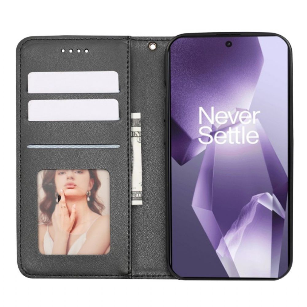 Folio-hoesje Oneplus 13r Portemonnee Met Bandje Met Ruitpatroon Bescherming Hoesje