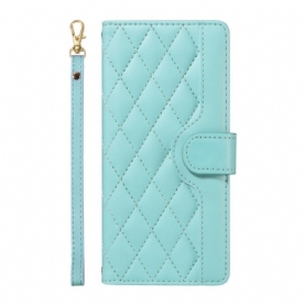 Leren Hoesje Oneplus 13r Gewatteerd Met Bandje En Schouderband