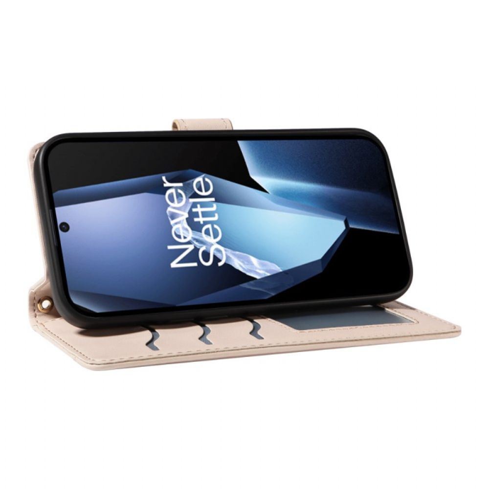 Leren Hoesje Oneplus 13r Gewatteerd Met Bandje En Schouderband