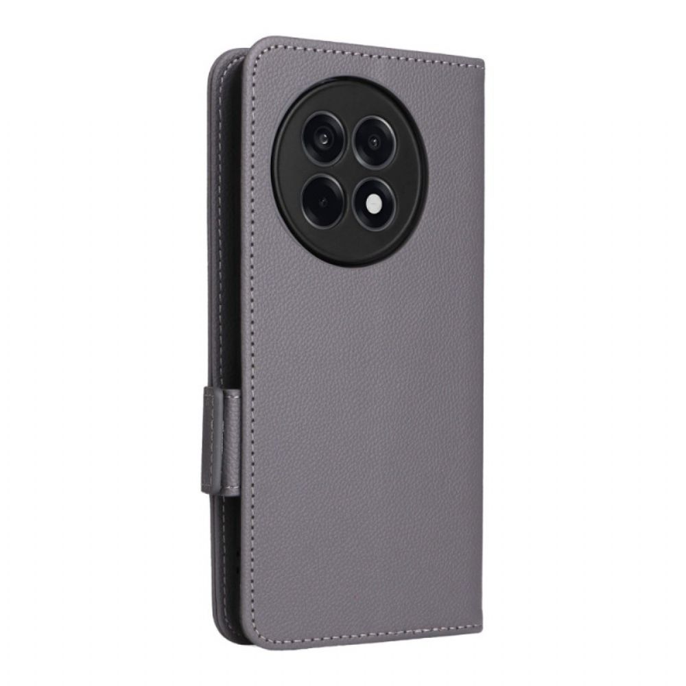 Leren Hoesje Oneplus 13r Lychee-textuur Met Bandje Bescherming Hoesje