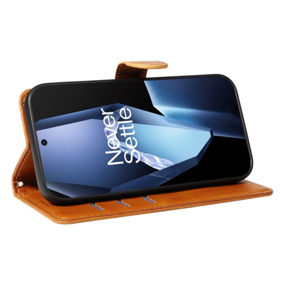 Leren Hoesje Voor Oneplus 13r Lijnen