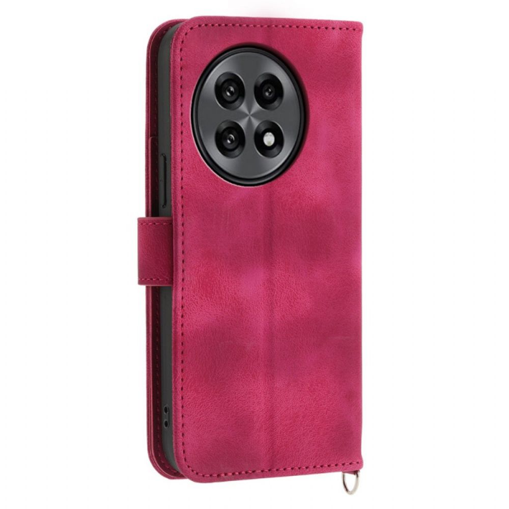 Leren Hoesje Voor Oneplus 13r Suède Kant-effect Met Riem En Schouderband