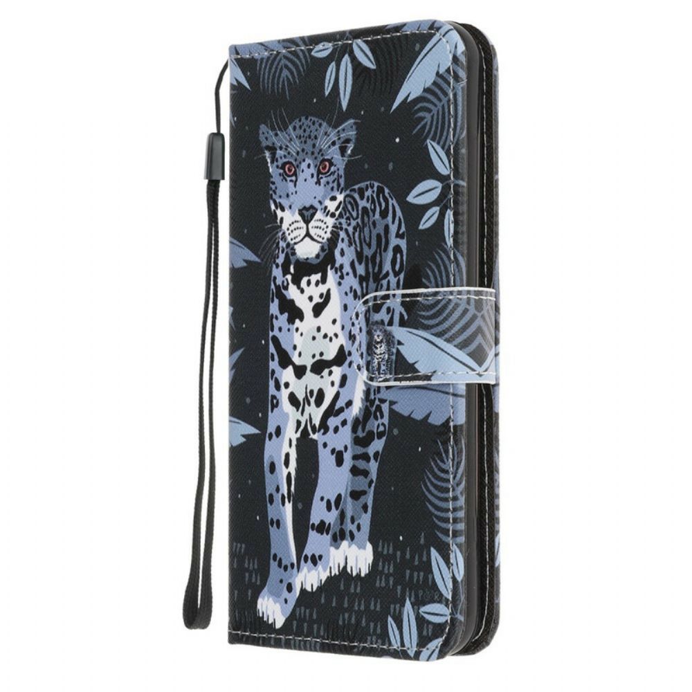 Folio-hoesje voor OnePlus Nord N10 Met Ketting Thong Luipaard