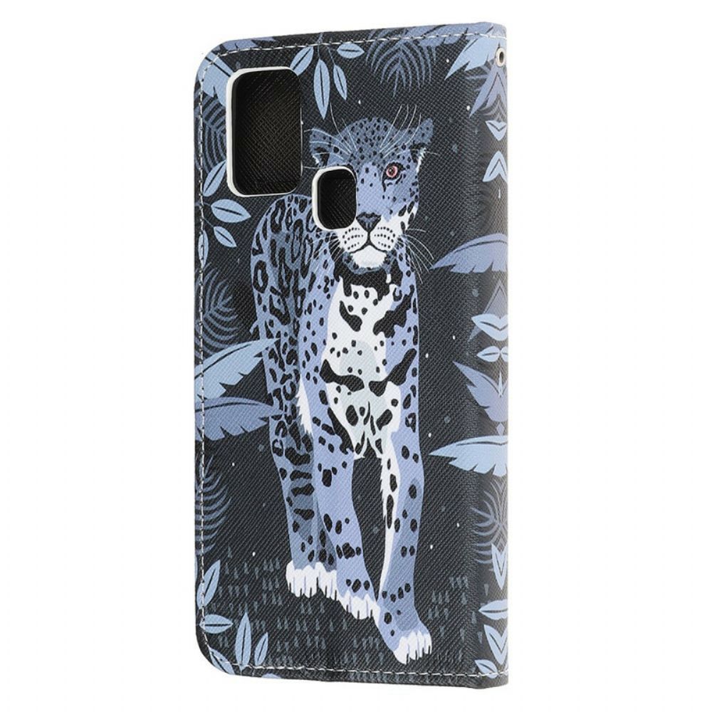 Folio-hoesje voor OnePlus Nord N10 Met Ketting Thong Luipaard