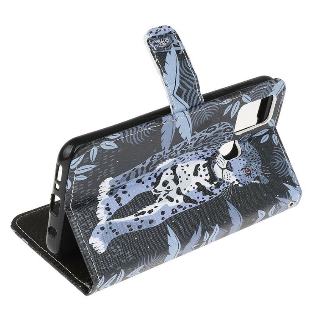 Folio-hoesje voor OnePlus Nord N10 Met Ketting Thong Luipaard