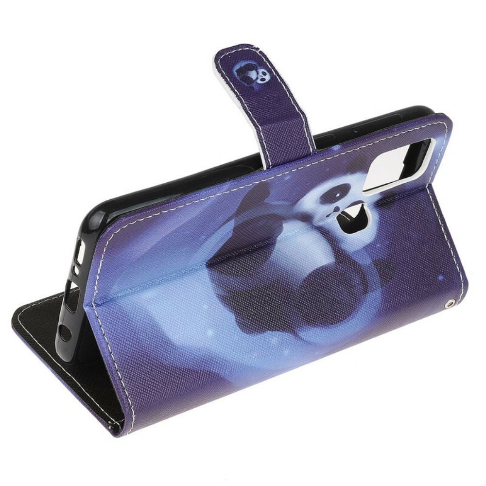 Folio-hoesje voor OnePlus Nord N10 Met Ketting Thong Space Panda