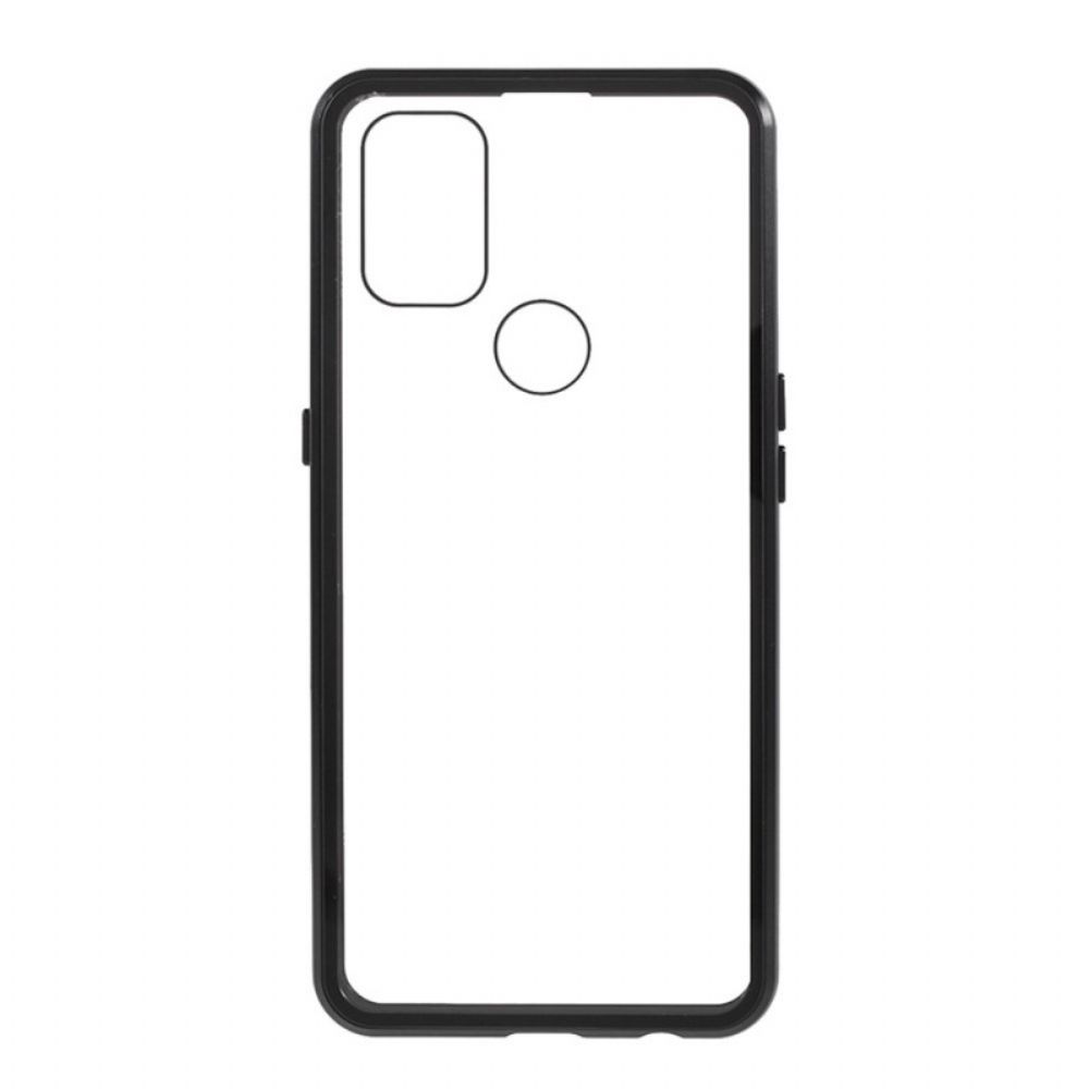 Telefoonhoesje voor OnePlus Nord N10 Tweezijdig Magnetisch Gehard Glas En Metaal