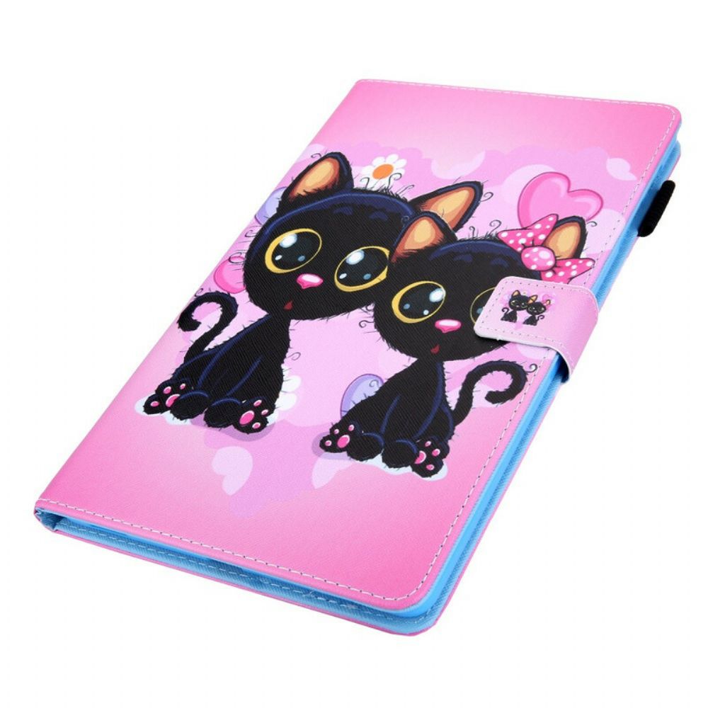 Leren Hoesje voor Samsung Galaxy Tab A 8" (2019) Paar Katten