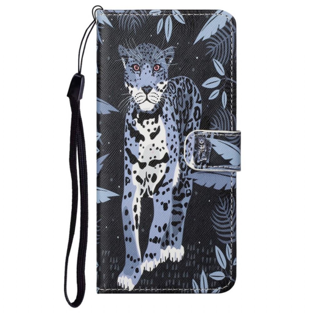 Folio-hoesje voor Google Pixel 6A Met Ketting Thong Luipaard