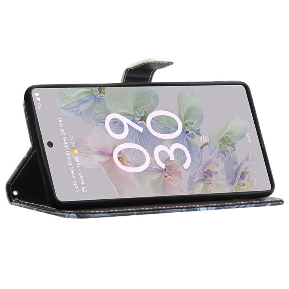 Folio-hoesje voor Google Pixel 6A Met Ketting Thong Luipaard
