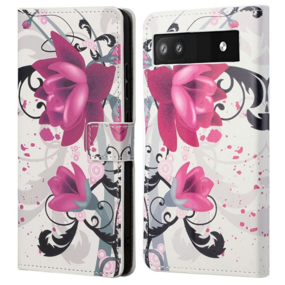 Folio-hoesje voor Google Pixel 6A Tropische Bloemen