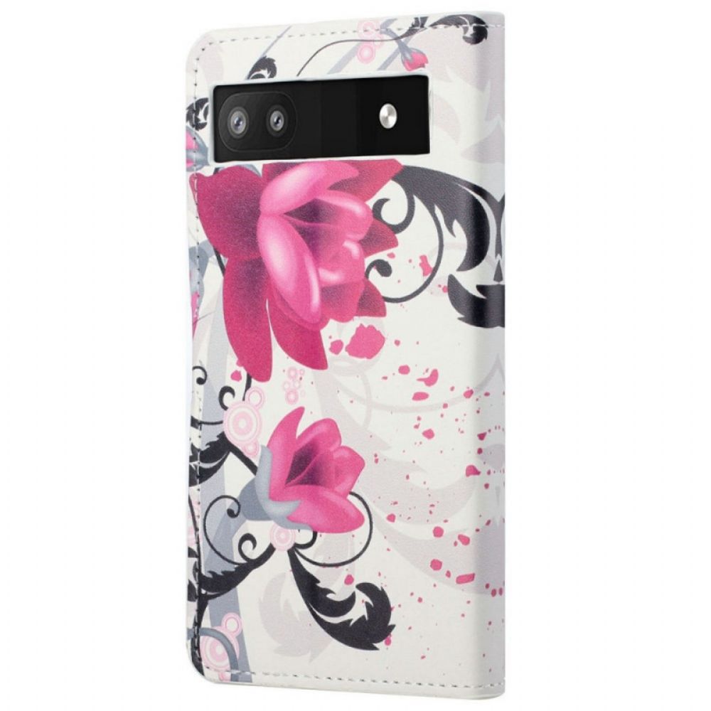 Folio-hoesje voor Google Pixel 6A Tropische Bloemen