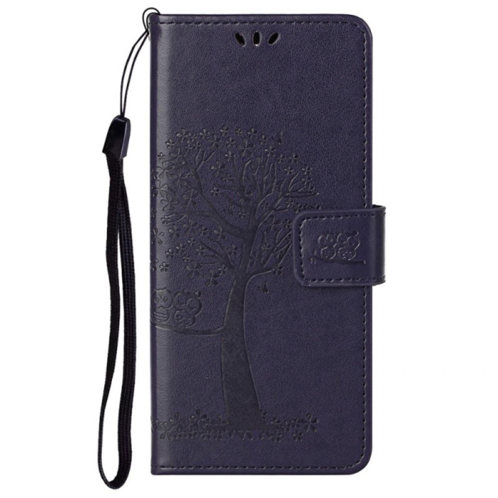 Folio-hoesje voor Google Pixel 6A Uil Boom Met Lanyard