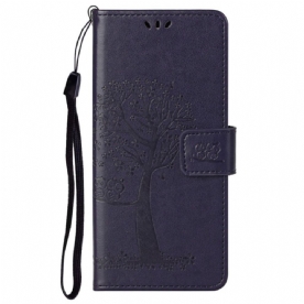 Folio-hoesje voor Google Pixel 6A Uil Boom Met Lanyard